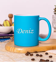Kişiye Özel Yazılı & Renkli Kupa Bardak, 14 Farklı Renk Seçeneği (Açık Mavi)