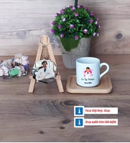 En İyi Doktor Türk Kahvesi Fincanı Ahşap Altlıklı ve Fotoğraflı Ahşap Anahtarlık Hediye (Model 1)