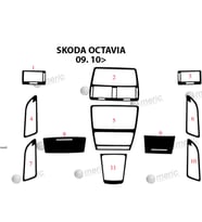 Meriç® Skoda Octavia Ön Torpido Kaplama Maun 11 Parça 2010-2016 (Piano Black)