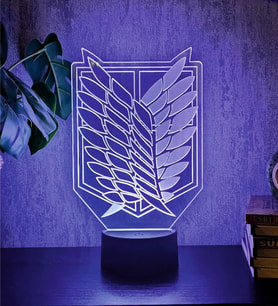 Survey Corps Logo RGB LED Gece Lambası – 16 Renkli Pleksi Masa Lambası (Adaptörlü)