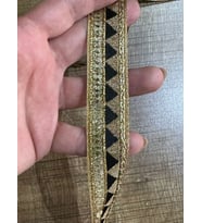EN 2.50 CM  SİM İŞLEME HİNDİSTANDAN GELEN TASARIM ŞERİT BORDÜR 1 METRE (Siyah)