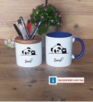 Sevimli Panda Kalemlik, Kupa Bardak T Kişiye Özel Hediye (Model 6)