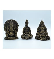 3'lü Set Budha Dekoratif Biblo Heykel Takımı (Altın)