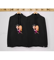 BK Gift Kişiye Özel Sevgililer Karikatürlü İkili Siyah Sweatshirt Seti, Sevgililer Hediye, Çift Hediyesi, Yıl Dönümü Hediyesi, Kişiye Özel Sweatshirt (Model 10)