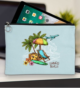 BK Gİft Yaz Temalı-9 Tablet Çantası 30x21cm(12 Renk Seçeneği), Ipad Çantası, Baskılı Tablet Kılıfı (Açık Mavi)