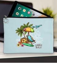 BK Gİft Yaz Temalı-9 Tablet Çantası 30x21cm(12 Renk Seçeneği), Ipad Çantası, Baskılı Tablet Kılıfı (Açık Mavi)