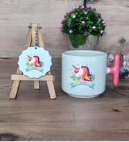 Kişiye Özel Unicorn Hediye Seti Kupa Bardak T Kulplu ve Anahtarlık Arkadaşa Sevgiliye Hediye  (Model 4)