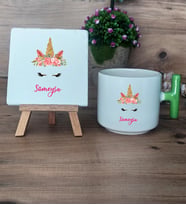 Unicorn Hediye Seti Kupa Bardak T Kulplu ve Dekoratif Taş Arkadaşa Kız Kardeşe Hediye (Model 8)