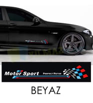 Bmw M Motor Sport Kapı Altı Oto Sticker Yapıştırma Etiket 2 Adet 52 x 9 Cm (Beyaz)