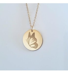 24 Ayar Has Altın Kaplama KELEBEK 925 K Kolye (Rose)