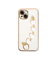 Ally iPhone 13 Mini 5.4inç Kılıf Kalp Bileklik Tutuculu Lüx Silikon Askılı Kılıf (Beyaz)