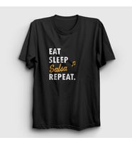 Presmono Unisex Beyaz Eat Sleep Salsa Repeat Hediye Dance Dansçı T-Shirt 464411tt (Siyah)