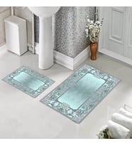 Banyo Halısı Ikili Klozet Takımı Kaymaz Tabanlı (60 xm x 100 cm + 40 cm x 60 cm)  (Turkuaz)