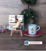 Bilgisayar Öğretmeni Fotoğraflı Dekoratif Taş, Ahşap Altlıklı Türk Kahvesi Fincanı Hediye Öğretmenler Günü Hediyesi (Model 3)