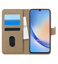 Microsonic Samsung Galaxy A34 Kılıf Fabric Book Wallet Siyah (Gold)
