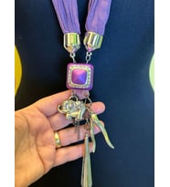 FİL UÇLU TASARIM PEMYE KADIN KOLYE FULAR 37 CM (Mor)