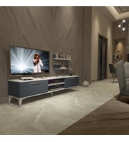 Decoraktiv Eko 4 Mdf Dvd Silver Tv Ünitesi Tv Sehpası - Parlak Beyaz (Beyaz - Antrasit)