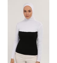 Boyunluklu Boneli Uzun Kolluk (Beyaz)