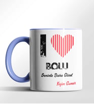 Kişiye Özel Bolu Seninle Daha Güzel Tema Siyah Renk Kupa (Mavi)