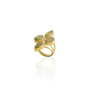 Kadir Jewellery 22 Ayar Altın Kaplama Zirkon Taşlı Kadın Vintage Yüzük (Zeytin Yeşili)