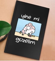 BK Gift Esprili Tasarım Serisi Sert Kapaklı Siyah Defter, Arkadaşa Hediye, Yeni İş Hediyesi, Doğum Günü Hediyesi, Anı Defteri (Model 8)