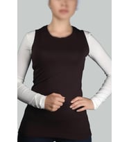 Sıfır Kol Bisiklet Yaka Likralı Penye Kadın Body (Koyu Kahverengi )