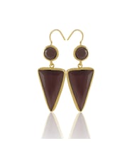Kadir Jewellery 22 Ayar Altın Kaplama Kadın Sallantılı Küpe -El İşçiliği Ve Hipoalerjenik Küpe (Bordo)