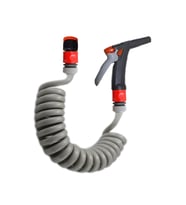 Plasyay Spiral Sulama Yıkama Hortum Musluk Adaptörlü ve Yeni Tetikli Uzun Başlıklı Set 4 Metre (Gri)