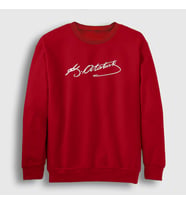 Presmono Unisex Beyaz Kemal Atatürk İmzalı Sweatshirt 421560tt (Kırmızı)