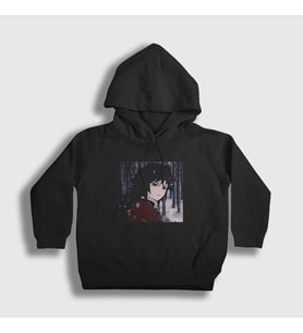 Presmono Unisex Çocuk Beyaz Winter Giyu Tomioka Anime Demon Slayer Kimetsu No Yaiba Kapüşonlu Sweatshirt 298877tt (Siyah)