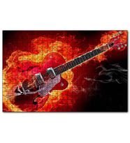 Cakapuzzle Kırmızı Elektrogitar Alevler İçinde  Puzzle Yapboz MDF (Ahşap) (1000 Parça)