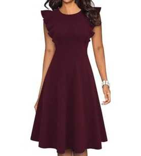 FIRFIRLI KLOŞ ELBİSE (Bordo)