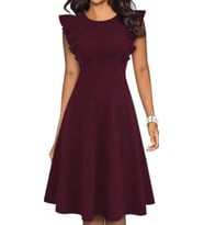 FIRFIRLI KLOŞ ELBİSE (Bordo)