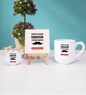Dünyanın En Yakışıklı Öğretmeni Kupa Bardak Lacivert Dekoratif Taş Baskı Anahtarlık (Model 8)