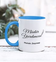 Müdür Yardımcısı Tasarımlı Kişiye Özel Kupa Bardak (Mavi)