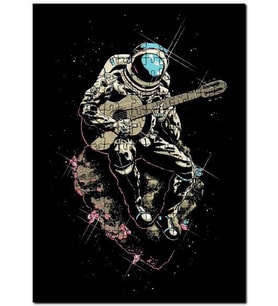 Cakapuzzle Göktaşı Üstünde Gitar Çalaın Astronot  Puzzle Yapboz MDF (Ahşap) (1000 Parça)