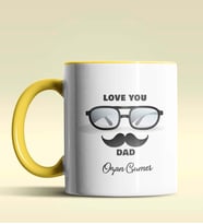 Kişiye Özel Love You Dad 2 Tasarımlı Siyah Kupa Bardak (Sarı)