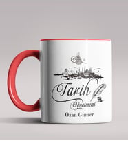Kişiye Özel Tarih Öğretmeni Tasarımlı Siyah Renk Kupa Bardak 5 (Kırmızı)