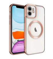 Microsonic Apple iPhone 11 Kılıf MagSafe Luxury Electroplate Siyah (Altın)