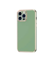 Apple iPhone 12 Pro Max Kılıf Kenarları Gold Kamera Korumalı Renkli Pastel Silikon Siyah BARK (Açık Yeşil)