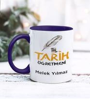 Tarih Öğretmeni Tasarımlı Kişiye Özel Kupa Bardak (Lacivert)
