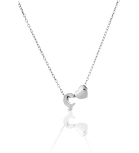 Papatya Silver 925 Ayar Gümüş Mini Üç Boyutlu Harf Kalp Kolye (Rodyum)