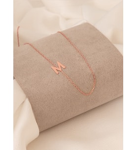 TEK HARFLİ GÜMÜŞ HALLEY KOLYE (Rose)