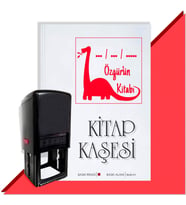 Kişiye Özel  Dinazor Silüeti 6 Tarihli Kitap Kaşesi (Kırmızı)