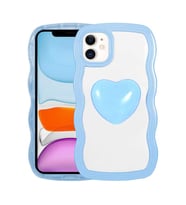 Apple iPhone 11 Kılıf Kalp Figürlü Pop Soketli Koruma Silikon (Mavi)