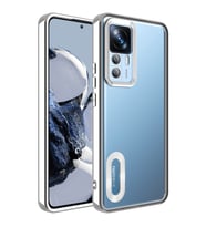 Xiaomi Mi 12T Kılıf Kamera Korumalı Logo Gösteren Omega Kılıf (Gümüş)