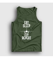 Presmono Unisex Sarı Eat Sleep Fly Repeat Pilot Airplane Uçak Atlet 398698tt (Haki)