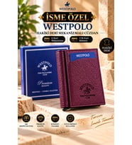 Westpolo Hakiki Deri İsme Özel Erkek Mekanizmalı Kartlık/Cüzdan (Mürdüm)