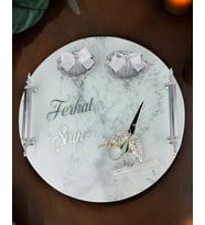 Radiance Desenli Söz Nişan Tepsisi (Gri)