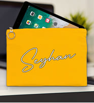 BK Gift Kişiye Özel İsimli-6 Tablet Çantası 30x21cm(12 Renk Seçeneği), Ipad Çantası, Baskılı Tablet Kılıfı (Sarı)